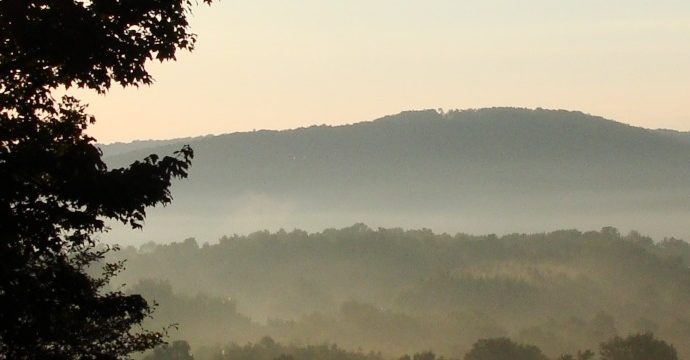 Mountain view with fog,