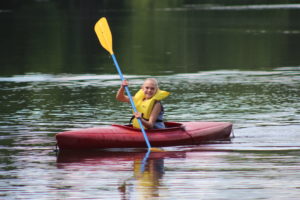 Kayaking on the lake Girls Kayaking
